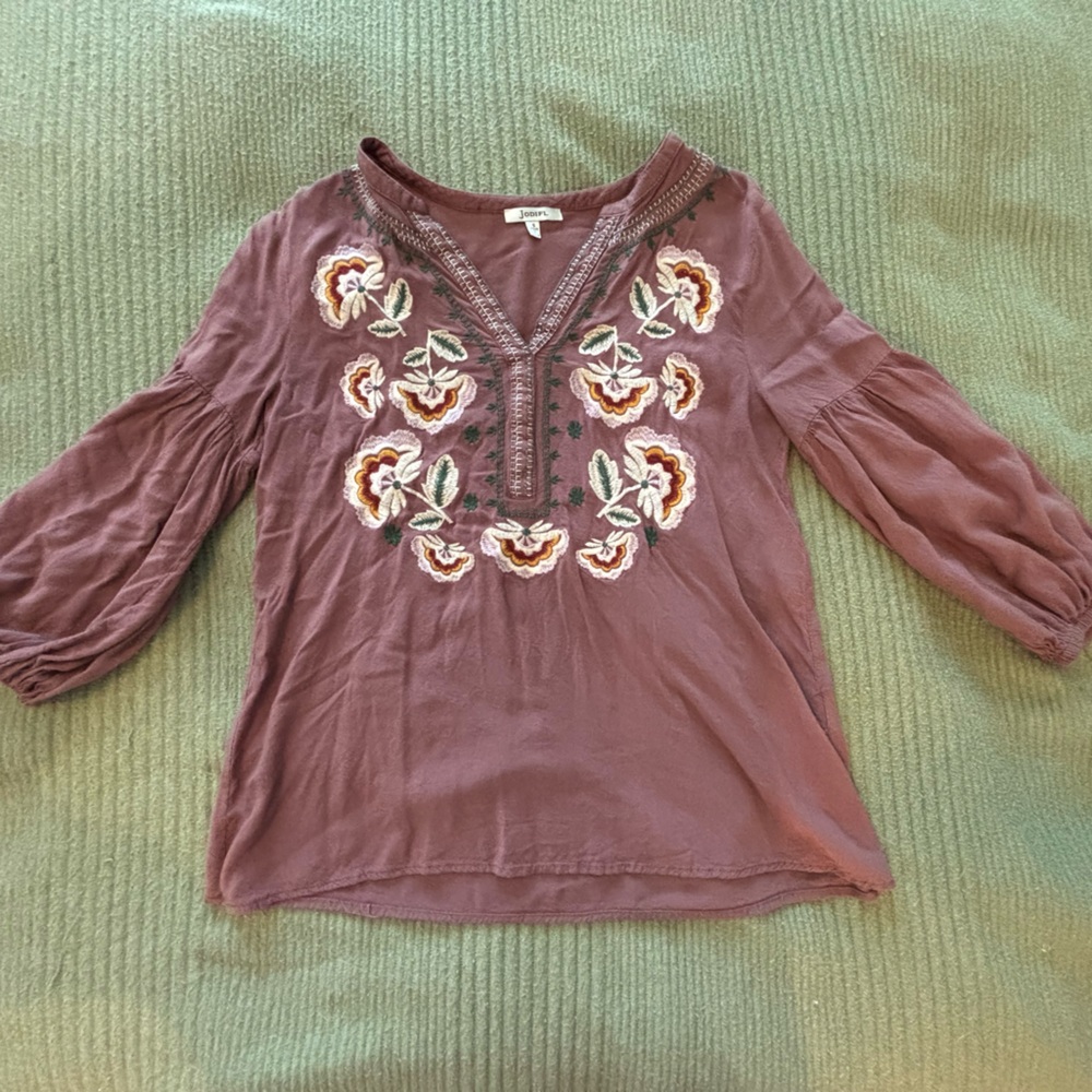 JODIFL Purple Embellished 3/4 Sleeve Blouse